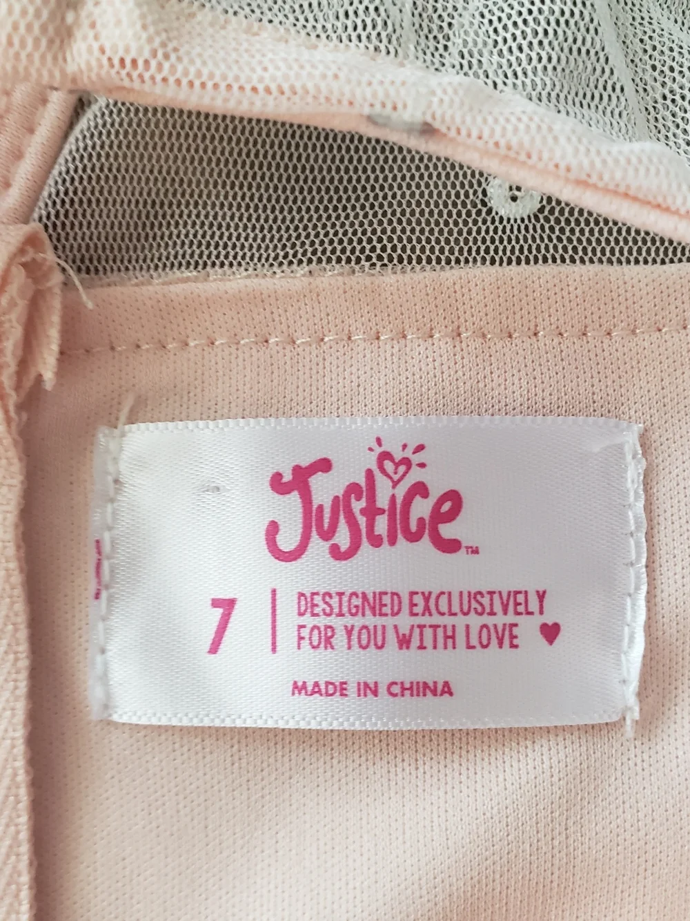 Justice Pink Sequin Floral Waist Tulle Dress 7Y